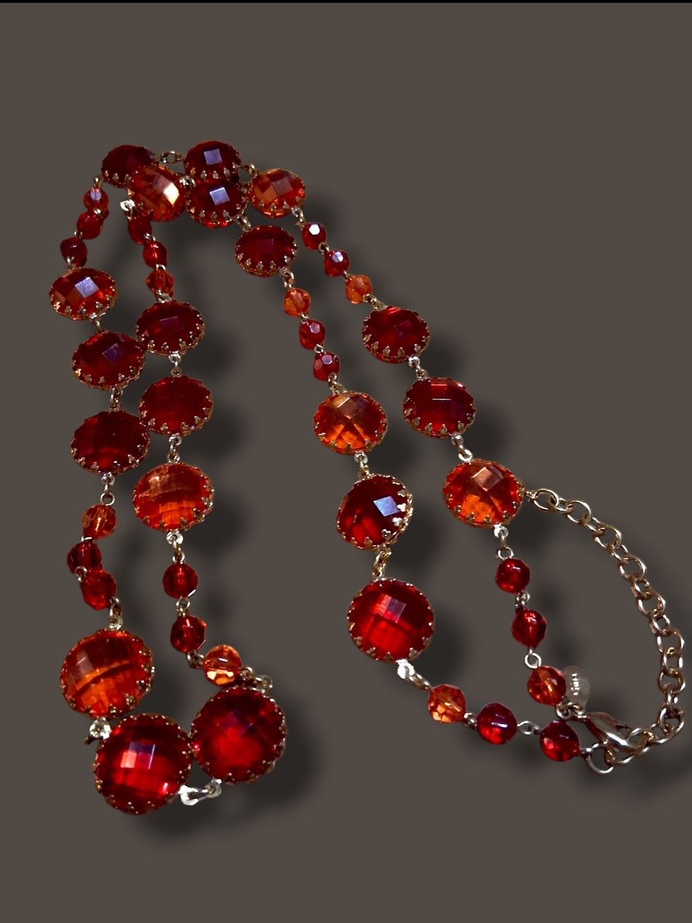 Vintage Joan River Red Lucite Statement Necklace Signed - Women Jewelry